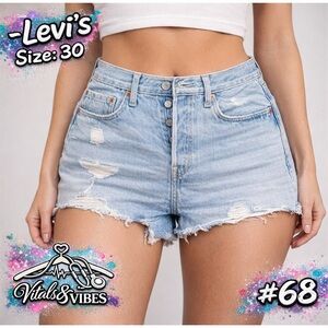 Levi's Women's Distressed Light Blue Jean Shorts